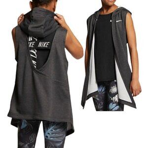 Nike Girls L Youth Wrap Vest Hoodie Training Gray AR0445-010 Gym Run Park Sports